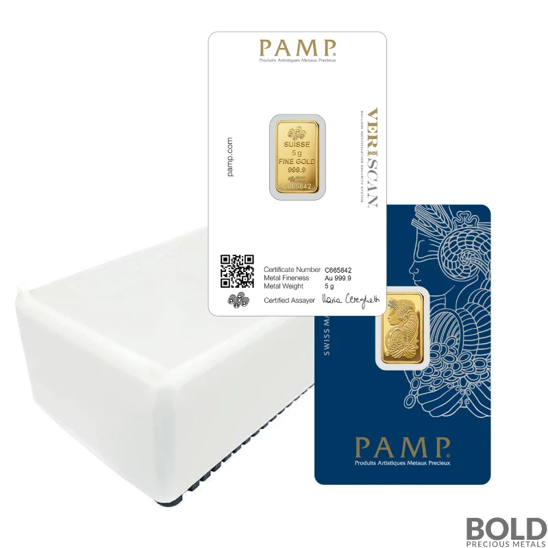 PAMP FINE GOLD 金999.9 5g 密封ケース入り (5-3) PAMP FINE GOLD 金999.9